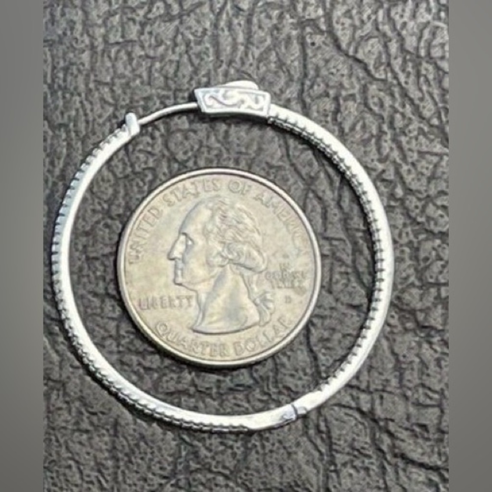 3/$30 Inside Out CZ Sterling Silver 40mm Hoop Earrings